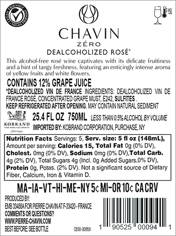 Pierre Chavin Zero Rosé Back Label