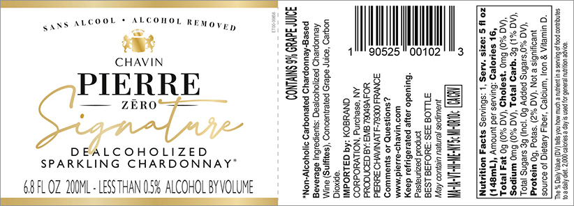 Pierre Chavin Zero Signature Sparkling Chardonnay Back Label (200 ml)