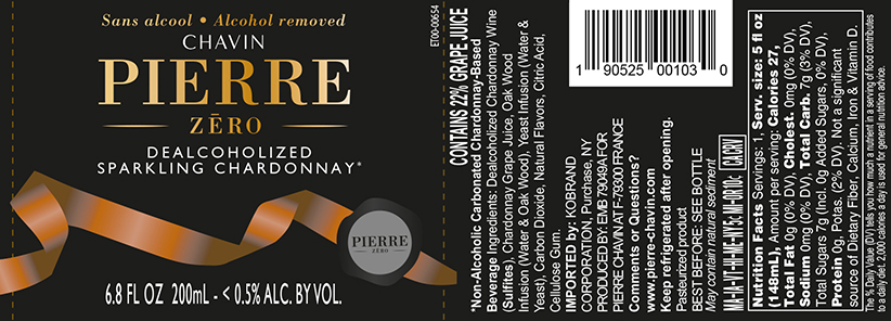 Pierre Chavin Zero Sparkling Chardonnay Back Label (200 ml)