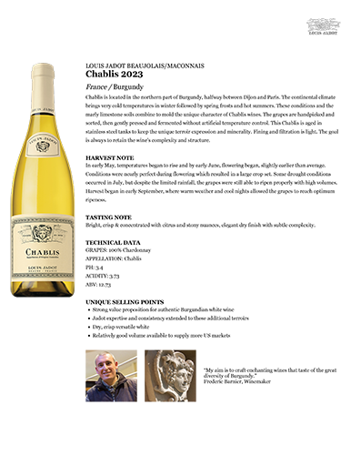 Chablis 2023 Fact Sheet