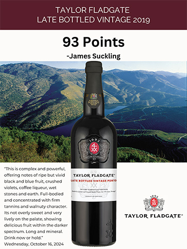 Taylor Fladgate Late Bottled Vintage Porto Sell Sheet – James Suckling, 93 Points