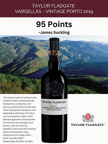 Taylor Fladgate Vargellas-Vintage Porto 2019 Sell Sheet – James Suckling, 95 Points