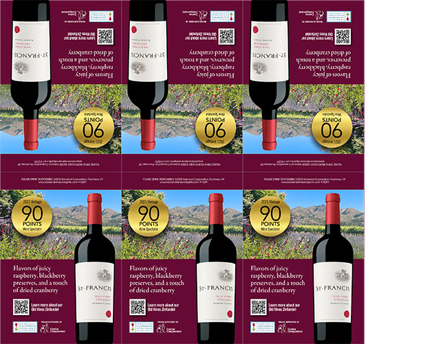 Sonoma County “Old Vines” Zinfandel 2021 Wine Spectator 90pts Shelf Talker