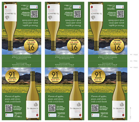 Sonoma County Chardonnay 2023 Wine Enthusiast “Best Buy” Shelf Talker – 91 Points