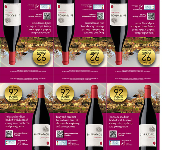 Sonoma County Pinot Noir 2021 Wine Enthusiast 92 Points Shelf Talker