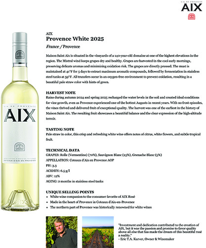 AIX Provence White 2025 Fact Sheet