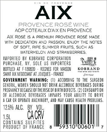 AIX Rosé 2025 Back Label (1.5L)