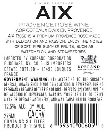 AIX Rosé 2025 Back Label (375 ml)