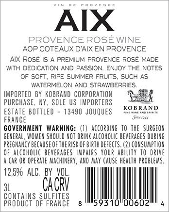AIX Rosé 2025 Back Label (3L)