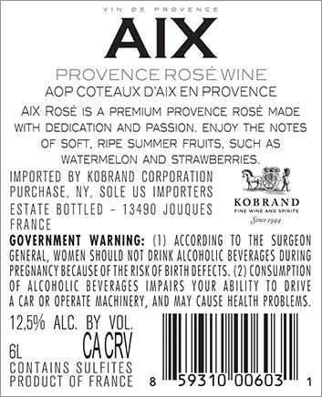 AIX Rosé 2025 Back Label (6L)