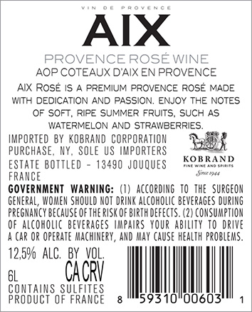 AIX Rosé 2024 Back Label (6L)