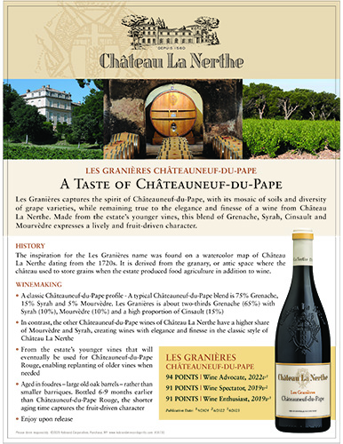 Les Granières Châteauneuf-du-Pape Sell Sheet – 90+ Points