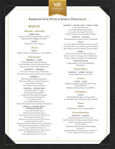 Kobrand Full Portfolio Wine List