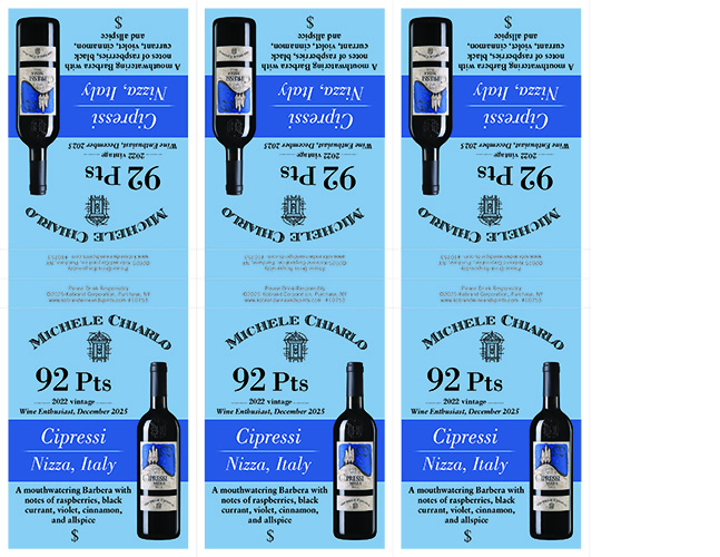 Cipressi Nizza DOCG 2022 Wine Enthusiast Shelf Talker (Editable PDF) – 92 Points