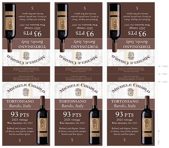 Tortoniano Barolo DOCG 2021 Wine Spectator Shelf Talker (Editable PDF) – 93 Points