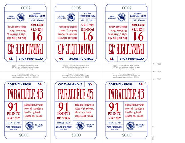 Parallèle 45 Côtes-du-Rhône Rouge 2024 Wine Enthusiast Shelf Talker (Editable PDF) – 91 Points