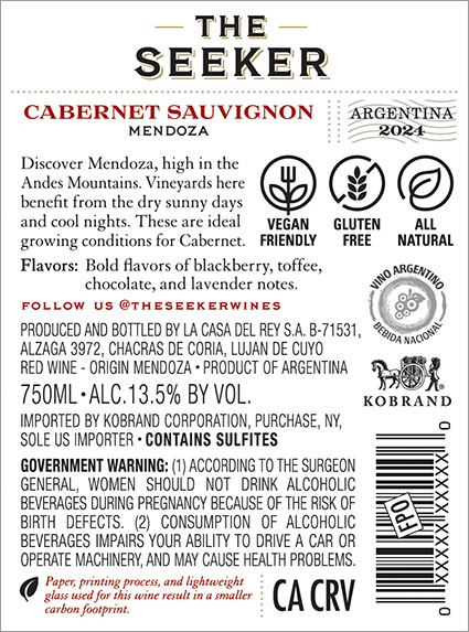 Cabernet Sauvignon 2024 Back Label