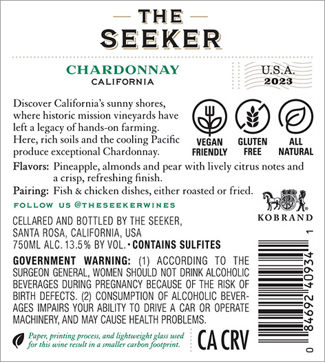 Chardonnay 2023 Back Label