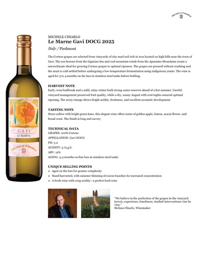 Le Marne Gavi DOCG 2025 Fact Sheet