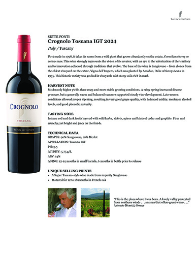 Crognolo Toscana IGT 2024 Fact Sheet