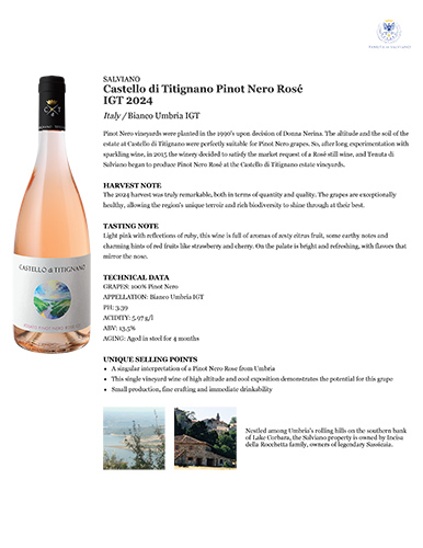 Castello di Titignano Pinot Nero Rosé IGT 2024 Fact Sheet