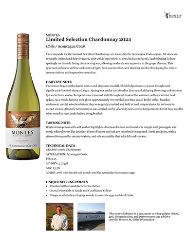 Limited Selection Chardonnay 2024 Fact Sheet