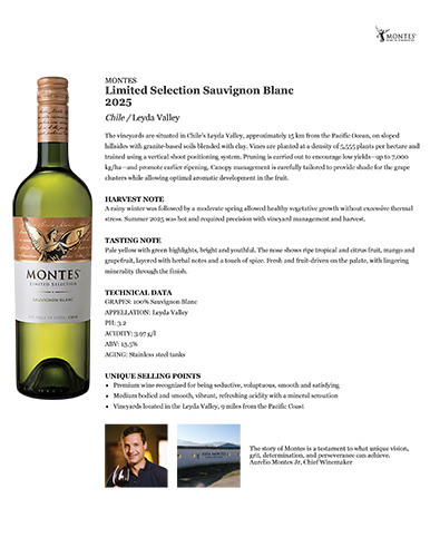 Limited Selection Sauvignon Blanc 2025 Fact Sheet