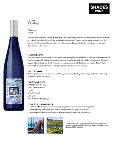 Shades of Blue Riesling Fact Sheet