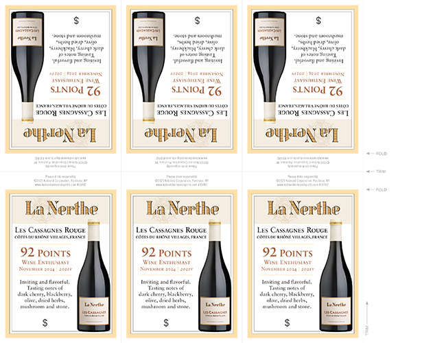 Les Cassagnes Côtes-du-Rhône Villages 2021 Shelf Talker 6-Up (Editable PDF)