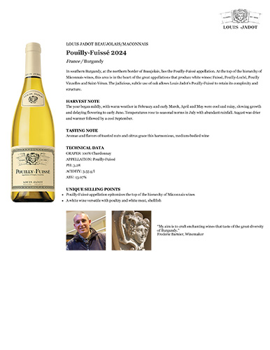 Pouilly-Fuissé 2024 Fact Sheet