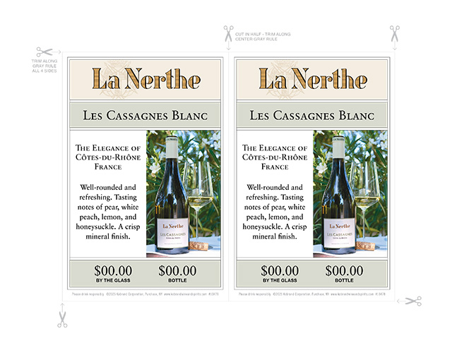 Les Cassagnes de La Nerthe Blanc Insert Table Tent (Editable PDF)