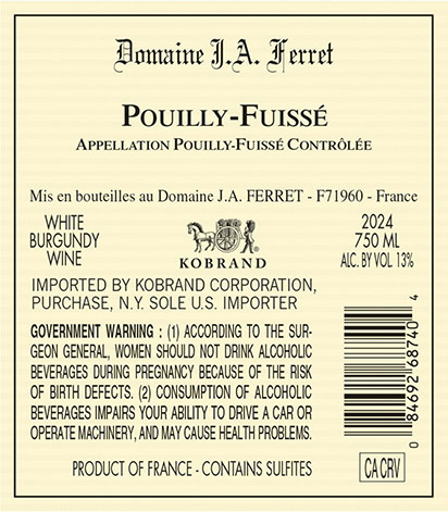 Pouilly-Fuissé 2024 Back Label