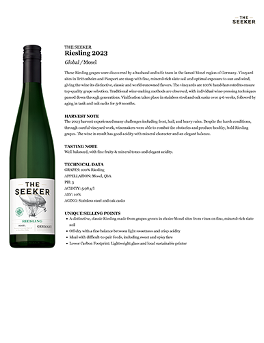 Riesling 2023 Fact Sheet