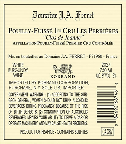 Pouilly-Fuissé Tête de Cru Clos de Jeanne 2024 Back Label