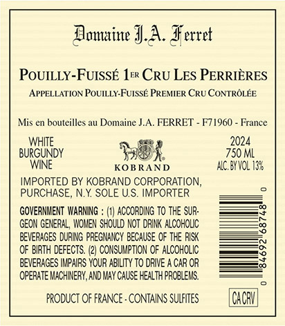Pouilly-Fuissé Tête de Cru Les Perrières 2024 Back Label