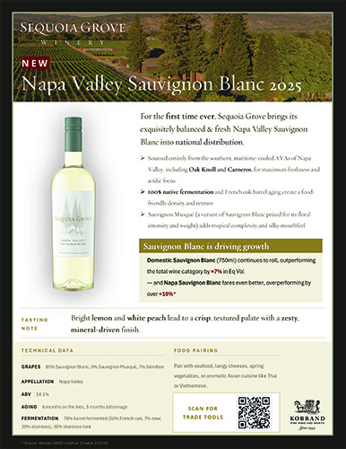 Napa Valley Sauvignon Blanc 2025 Sell Sheet