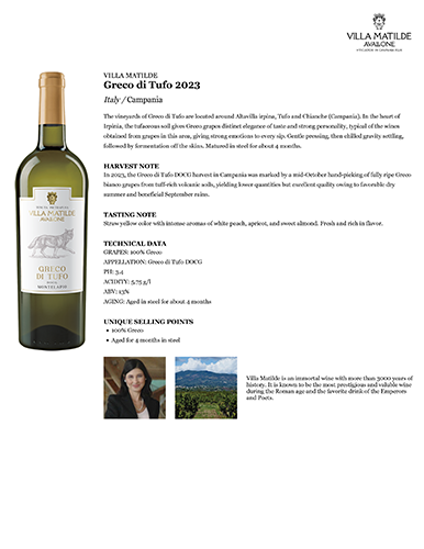 Greco di Tufo 2023 Fact Sheet