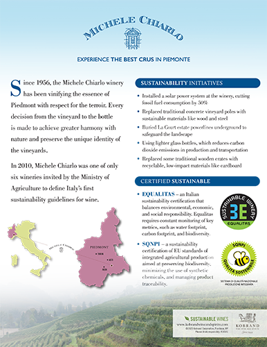 Michele Chiarlo Sustainability / Green Sell Sheet