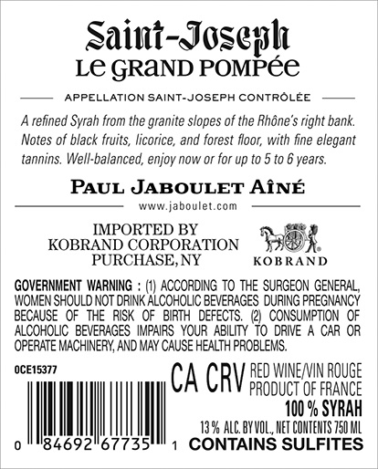 Le Grand Pompée Saint-Joseph Rouge 2023 Back Label