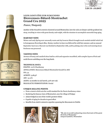 Bienvenues-Bâtard-Montrachet Grand Cru 2023 Fact Sheet