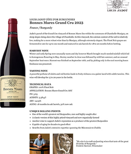 Bonnes Mares Grand Cru 2023 Fact Sheet