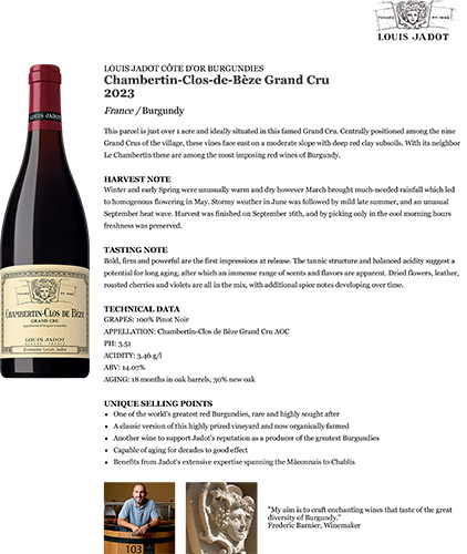 Chambertin-Clos-de-Bèze Grand Cru 2023 Fact Sheet