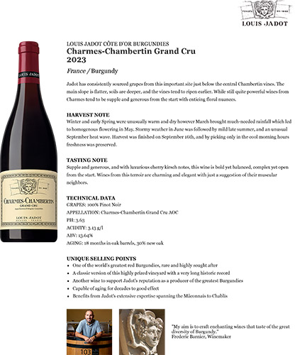 Charmes-Chambertin Grand Cru 2023 Fact Sheet