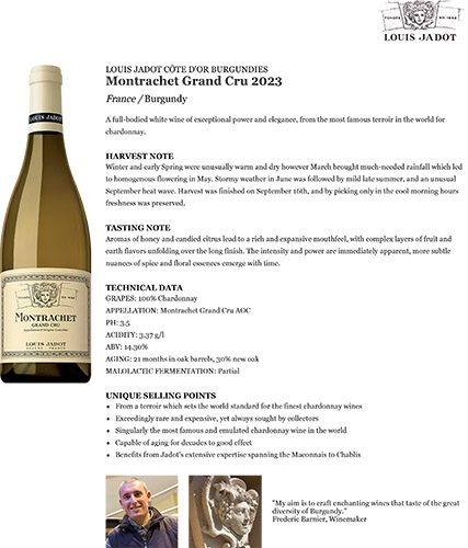 Montrachet Grand Cru 2023 Fact Sheet