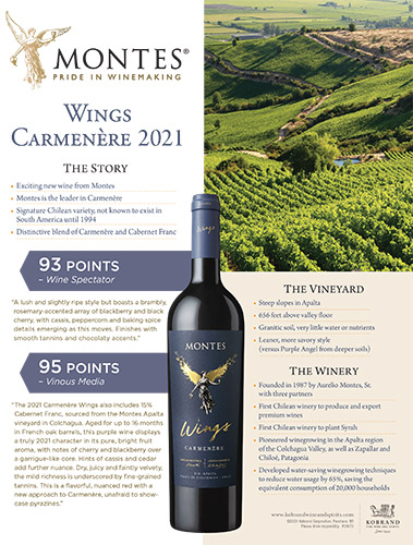 Wings Carmenère 2021 Sell Sheet – 90+ Point Scores