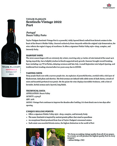 Sentinels Vintage 2022 Port Fact Sheet
