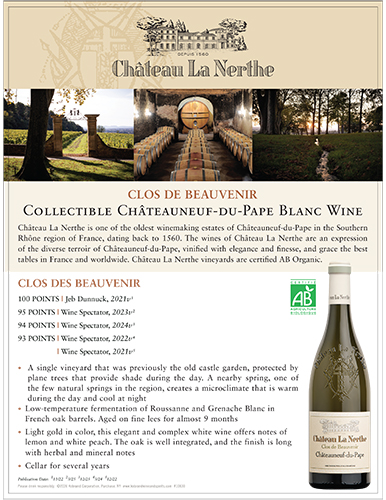 Clos de Beauvenir Châteauneuf-du-Pape Blanc Sell Sheet