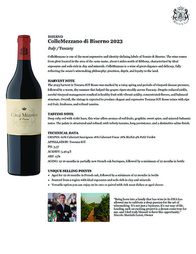 ColleMezzano di Biserno 2023 Fact Sheet