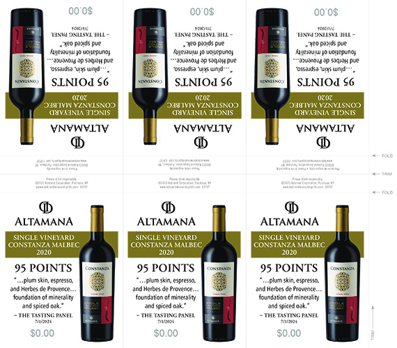 Single Vineyard Constanza Malbec 2020 Tasting Panel Shelf Talker – 95 Points