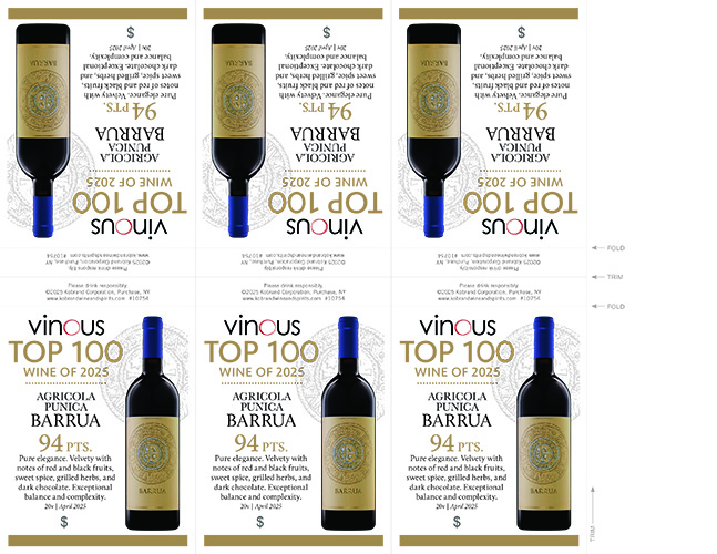 Barrua Isola dei Nuraghi 2020 Vinous “Top 100” Shelf Talker – 94 Points
